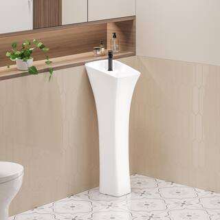 Eridanus Naples Vitreous China 34 in. Rectangular Pedestal Sink with Faucet Hole and Overflow in Crisp White ERI-PB-413