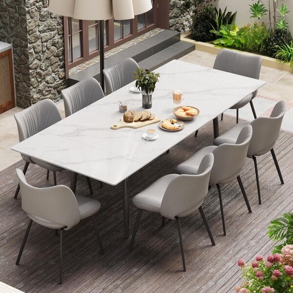 62.9in to 94.4in Outdoor Rectangular Sintered Stone Dining Table