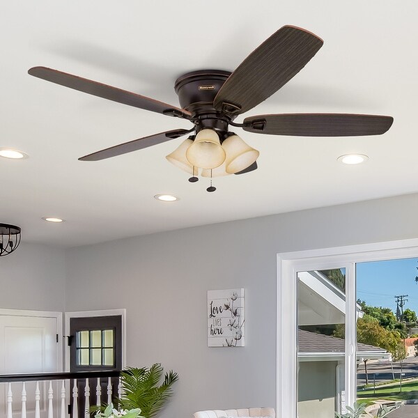 Honeywell Glen Alden 4-light Oil Rubbed Bronze Hugger Ceiling Fan Shopping - The Best Deals on Ceiling Fans | 22393910