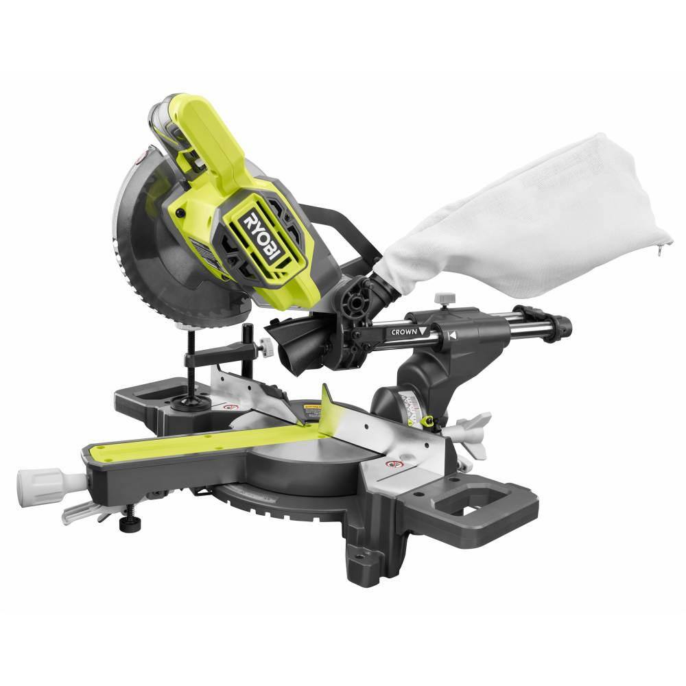 RYOBI ONE+ 18V Cordless 7-14 in. Sliding Compound with (2) 4.0 Ah Batteries and Charger PBT01B-PSK006