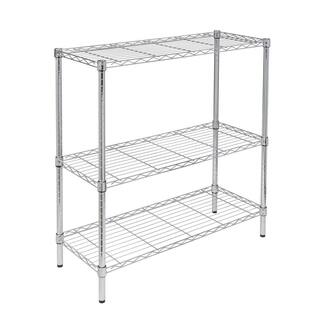 Honey-Can-Do Chrome 3-Tier Heavy Duty Adjustable Steel Garage Storage Shelving Unit (35.98 in. W x 36.61 in. H x 14.02 in. D) SHF-09367