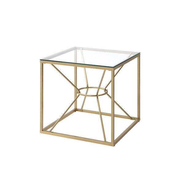 Furniture of America Taylan Gold Coated Steel and Glass Side Table