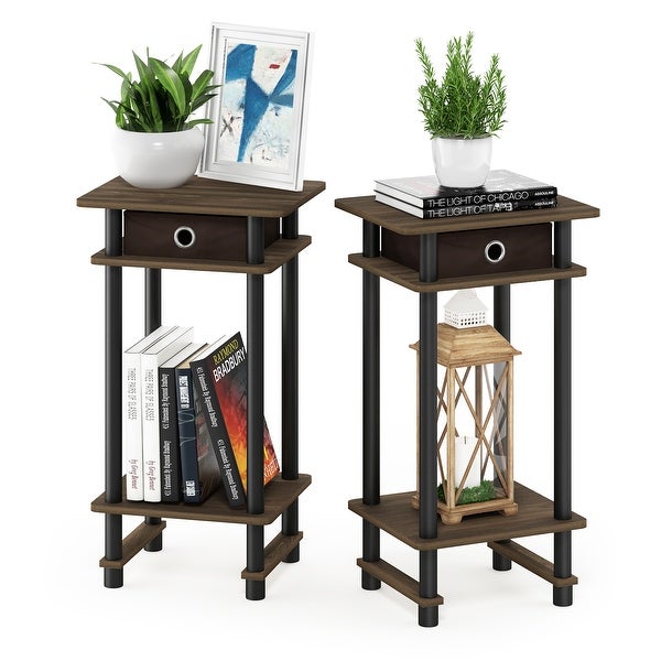 Furinno Turn-N-Tube Tall End Table with Bin