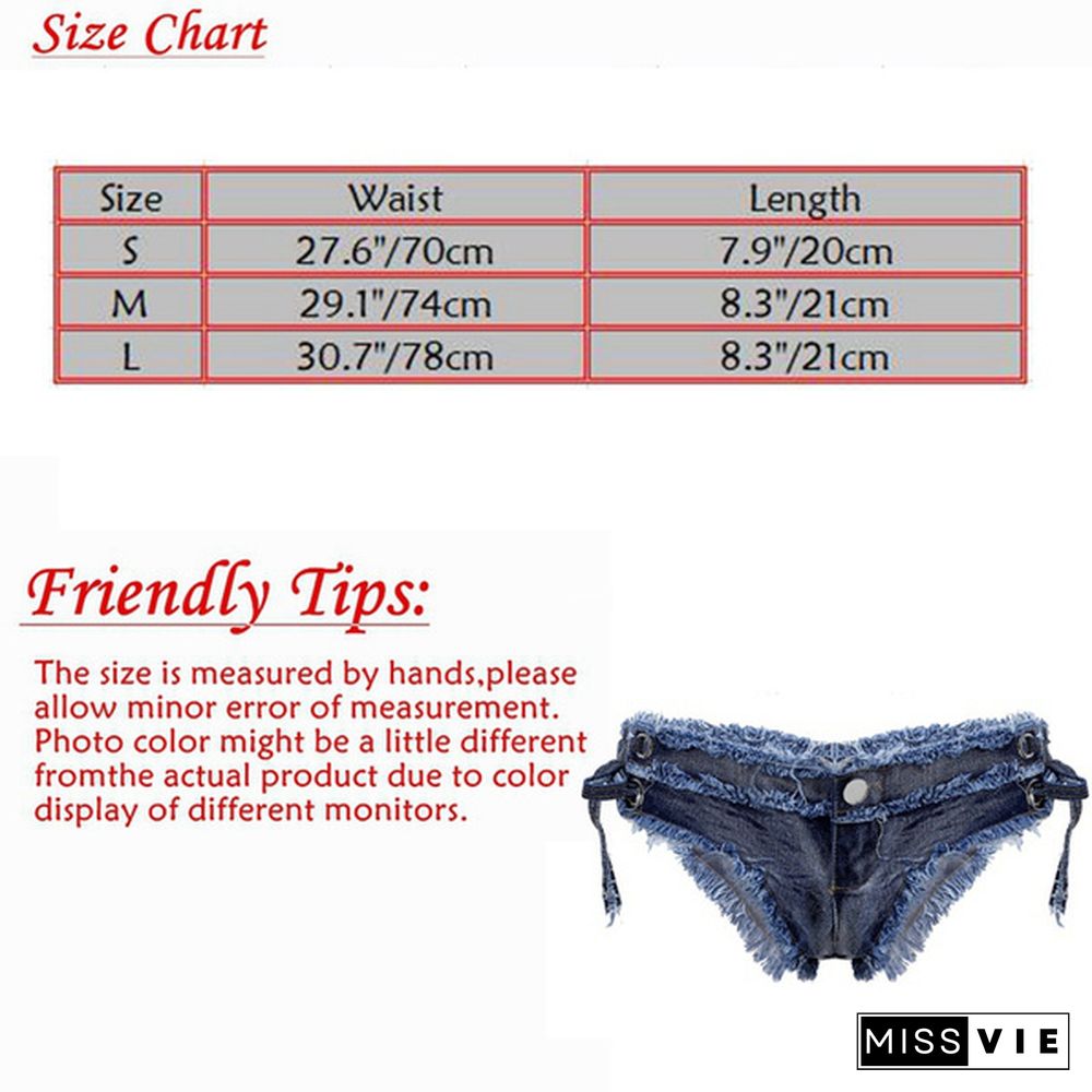 Women Low Waist Denim Bikini Briefs Mini Hot Pants Beachwear Jeans Shorts for Rave Party