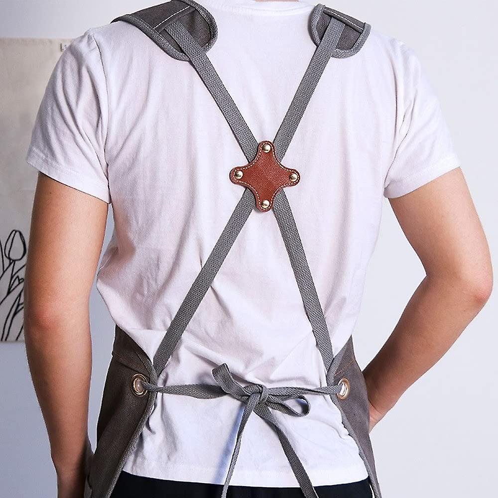 Work Apron - Adjustable Cross Straps With Pockets Can Be Used For Woodworking Welding Gardening Tools Machinery And More.