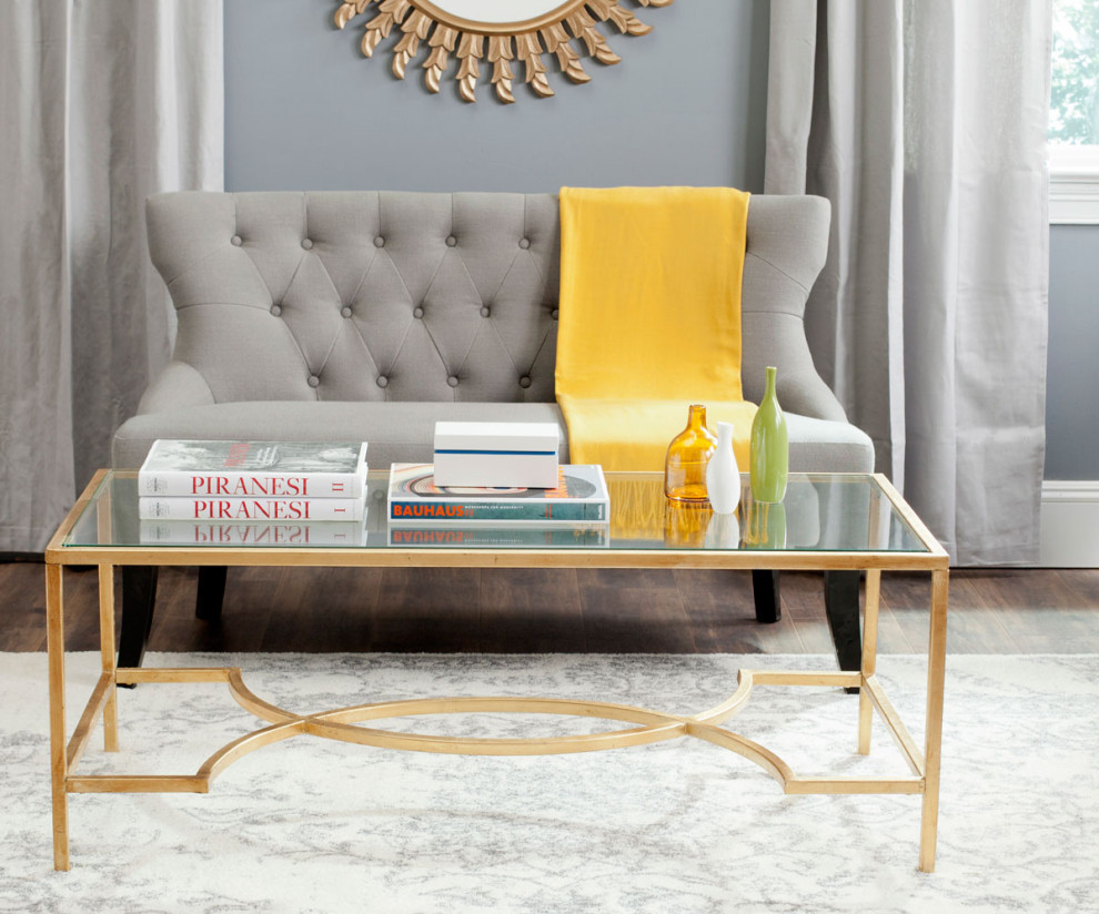 Genavieve Coffee Table Gold/ Tempered Glass Top   Contemporary   Coffee Tables   by Virgil Stanis Design  Houzz