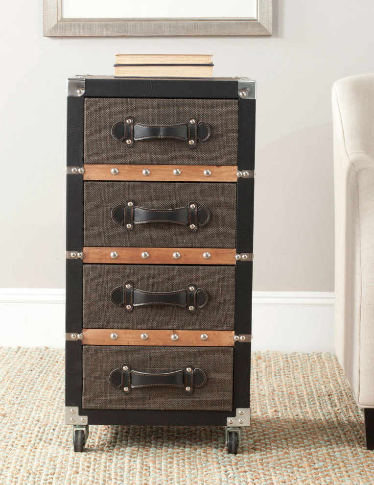 Belle 4 Drawer Rolling Accent Table  Black/Brown   Transitional   Side Tables And End Tables   by Rustic Home Furniture Deco  Houzz