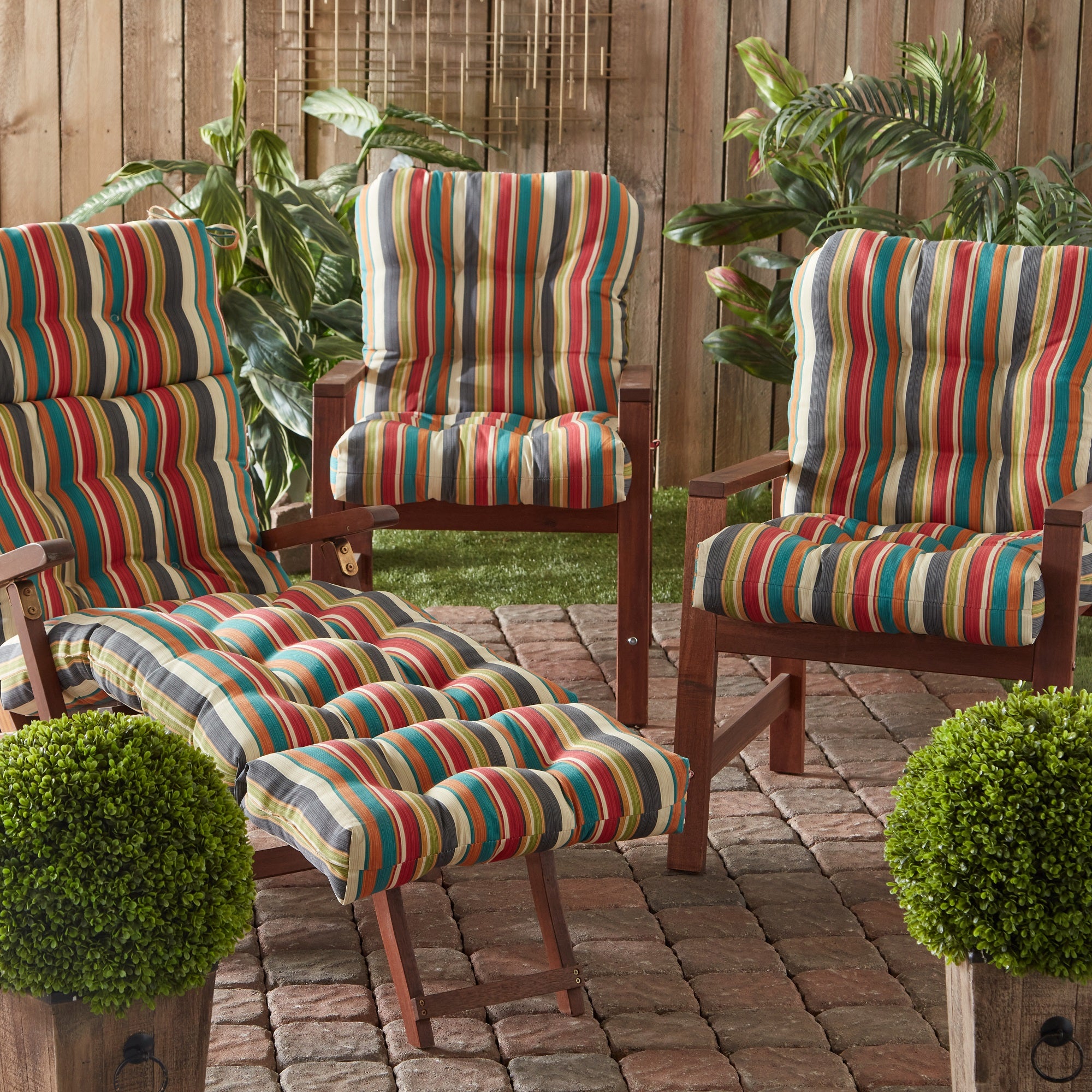 Greendale Home Fashions Sunset Stripe 72 x 22 in. Outdoor Chaise Lounge Chair Cushion