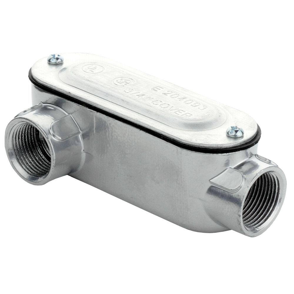 Commercial Electric 34 in. Rigid Metal Conduit (RMC) Threaded Conduit Body with Stamped Cover (Type LR) FRBRA-75-1