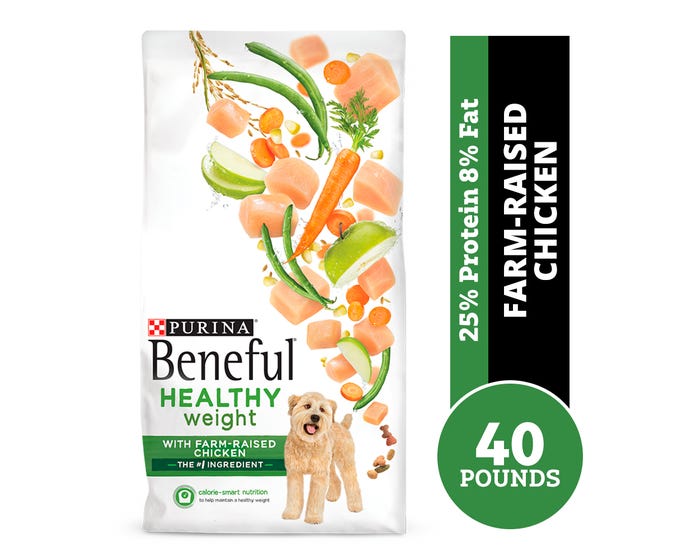 Purina Beneful Healthy Weight Dry Dog Food with Farm-Raised Chicken， 40 lb. Bag