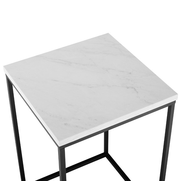 Owen Urban Open Box Frame Side Table Faux White Marble Saracina Home