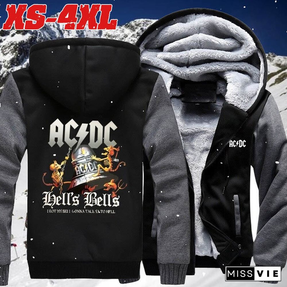 Autumn&Winter Fashion Men/Women Warm Jacket ACDC Band Zipper Cardigan Hoodie Jacket Coat XS-4XL