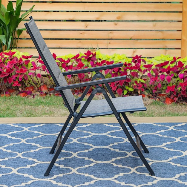 2pk Outdoor Padded Textilene Dining Chairs With Aluminum Frame Captiva Designs