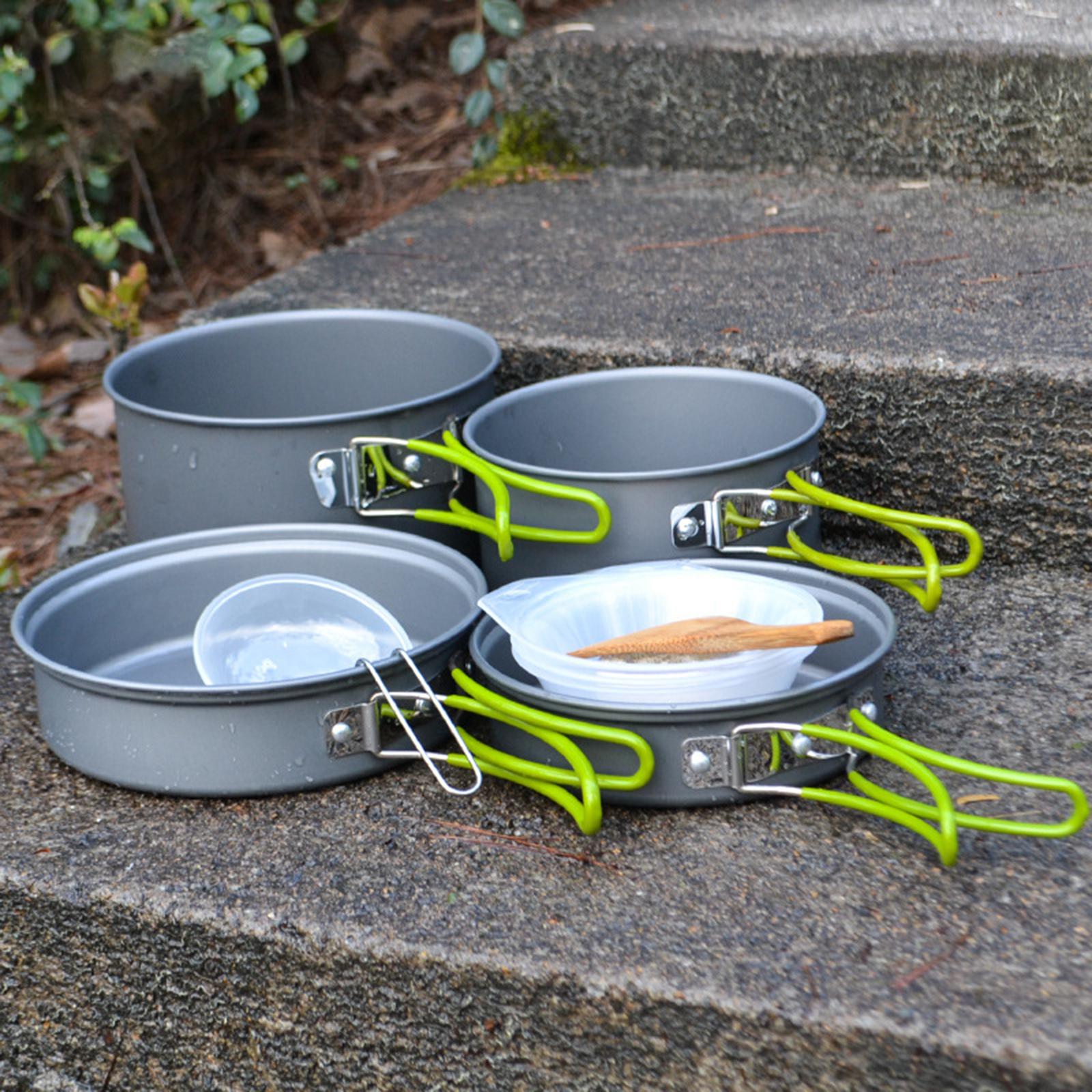 11pcs/set Outdoor Camping Cookware Cooking Pot Bowl Set Campfire