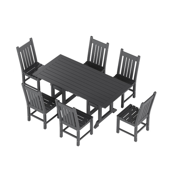 Polytrends Laguna Hdpe All Weather Outdoor Patio Dining Set with Rectangular Table，Armless Dining Chairs (7Piece Set)