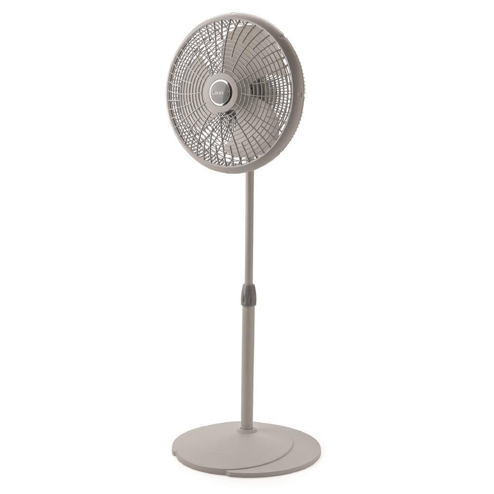 Lasko Performance Adjustable-Height 16 in. 3 Speed Grey Oscillating Pedestal Fan 2526