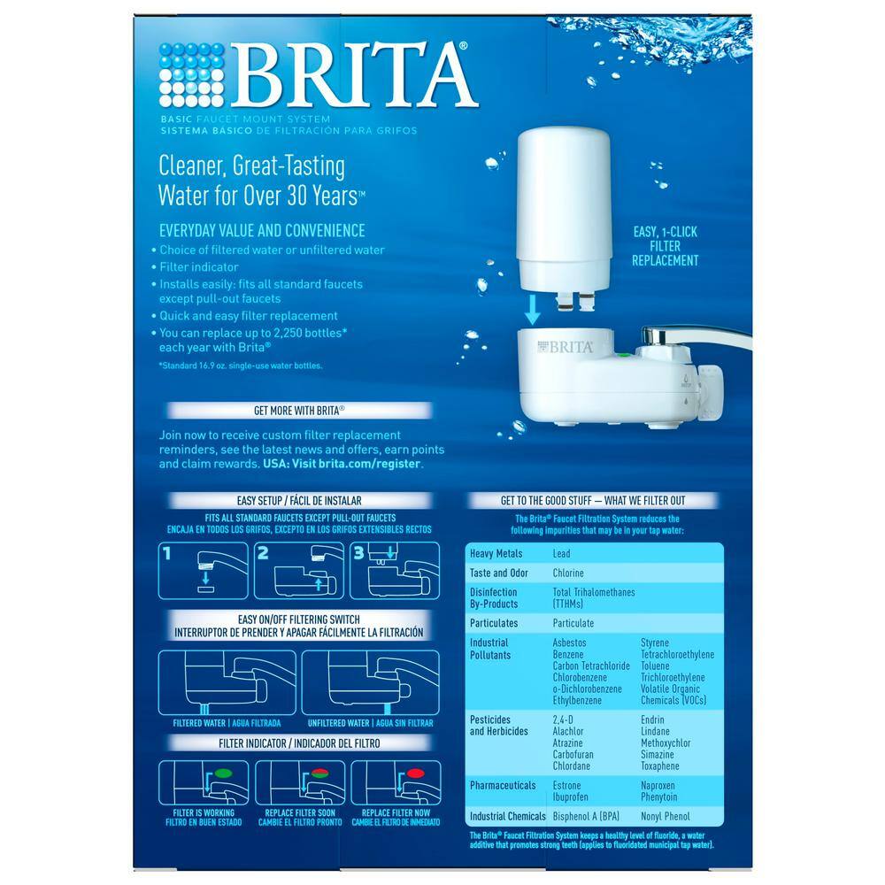 Brita Faucet Mount Tap Water Filtration System in White BPA Free Reduces Lead 6025835214