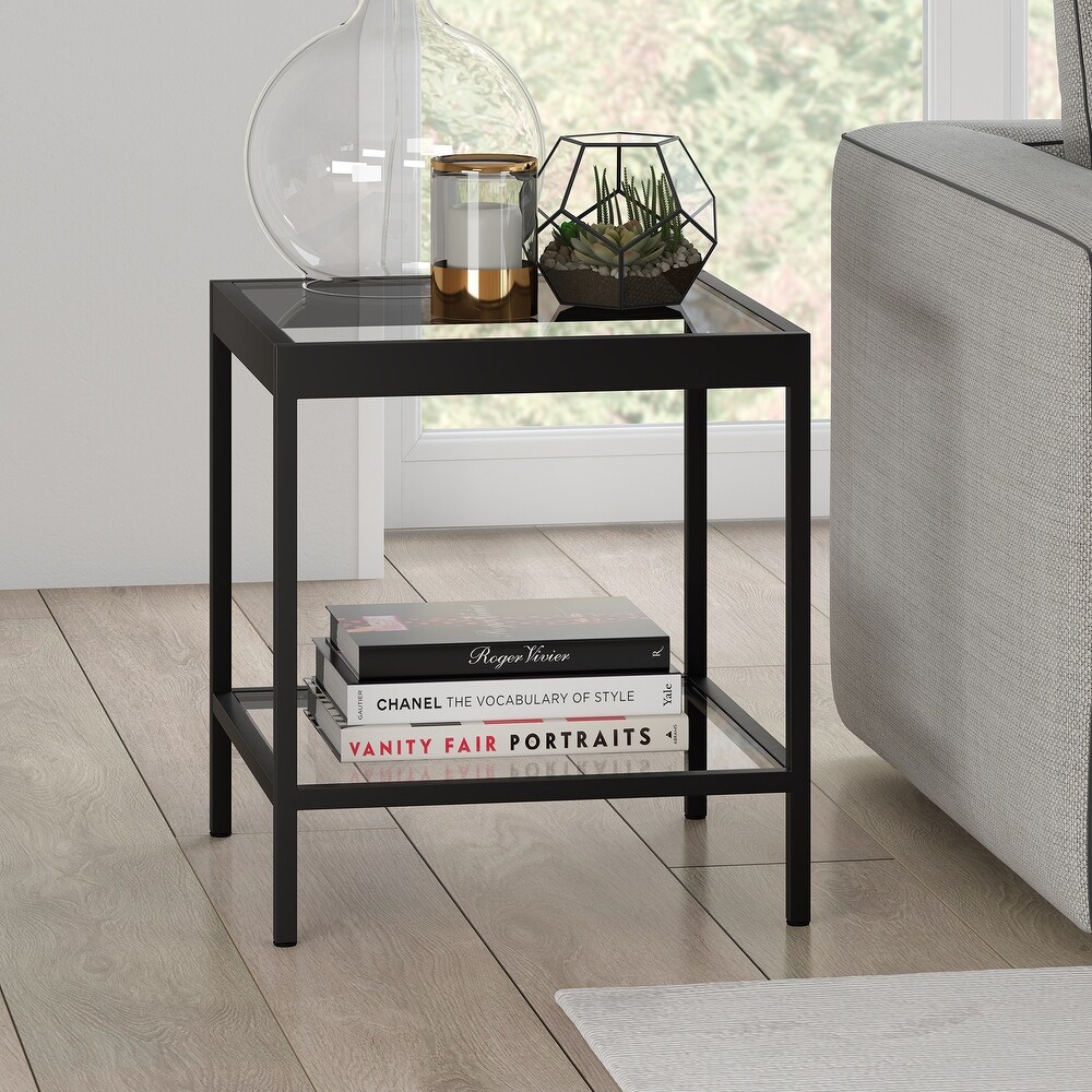 Alexis Modern Metal and Glass Square Side Table