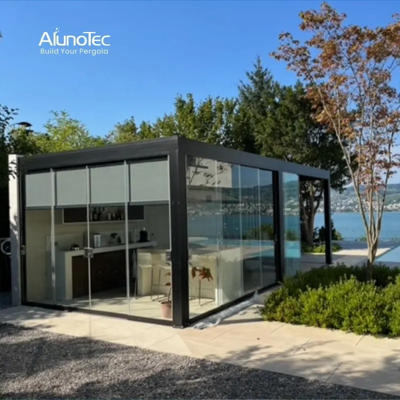 AlunoTec Customized Easy Assemble Pergolas Aluminium Gazebo Louvered Roof Patio Garden Supplies Pergolas