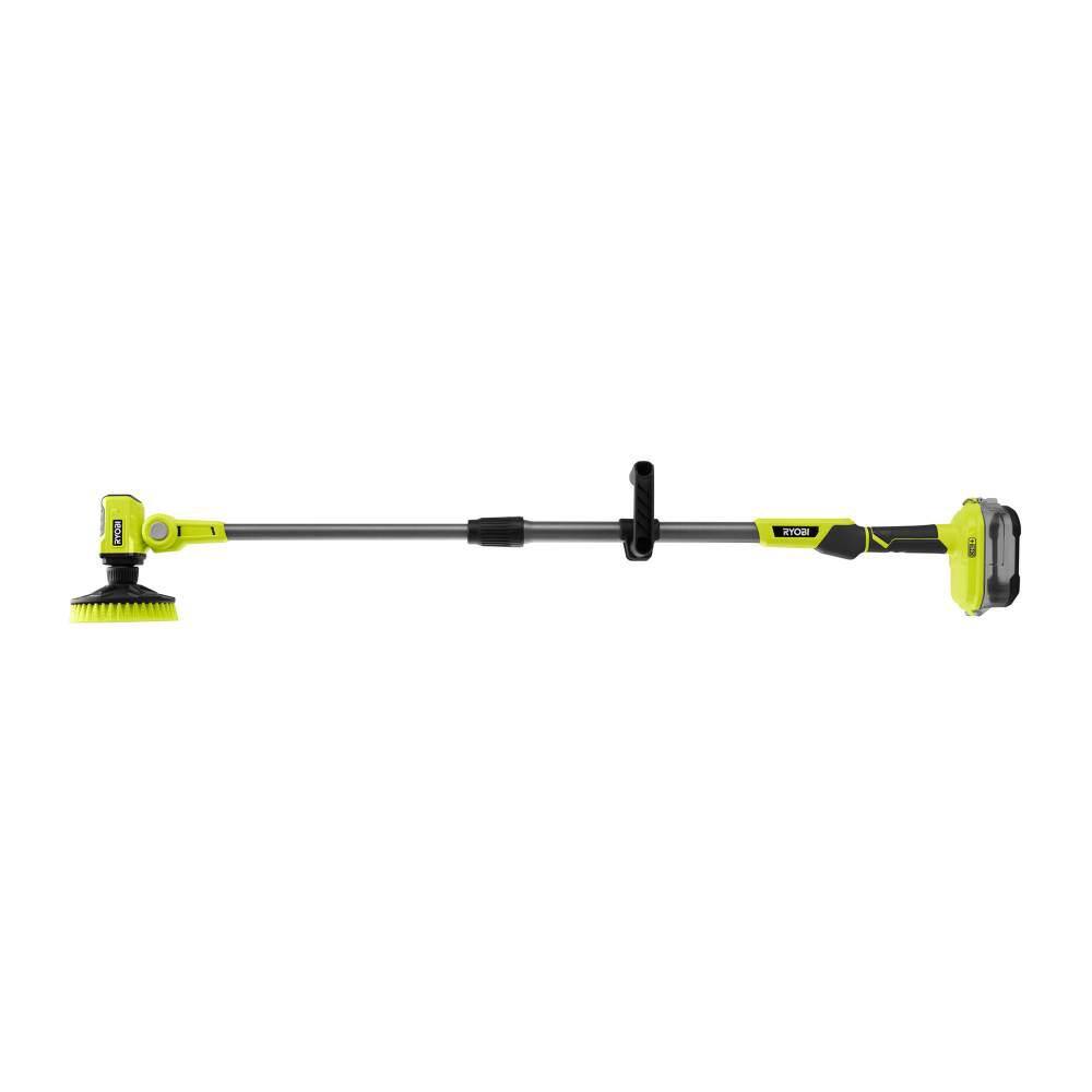 RYOBI ONE+ 18V Cordless Telescoping Power Scrubber Kit with 2.0 Ah Battery and Charger and 6 in. Lambs Wool Microfiber Kit P4500K-A95LWK1