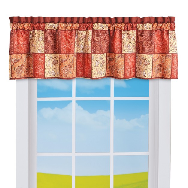 Collections Etc Paisley Patchwork Fall Colors Rod Pocket Curtain Valance