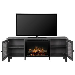 Dimplex Dean 65 in. Electric Fireplace with Glass Ember Bed in Wrought Iron with 26 in. Media Console GDS26G8-1909WI