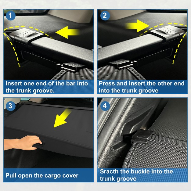 Unique Bargains Waterproof Non Slip Retractable Cargo Cover For Ford Edge 2015 2022 Black