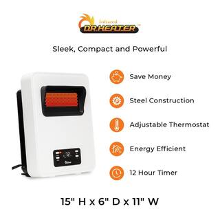 Dr Infrared Heater 1500-Watt White Wall Hung or Wall Mount Electric Space Heater Dual System with Infrared and Fan Forced Remote Control DR-908