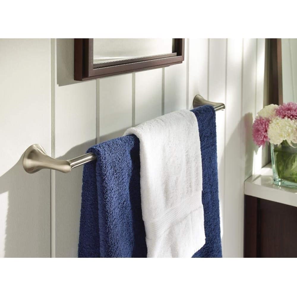 Moen Darcy Brushed Nickel 18 Towel Bar with Press and Mark Stamp ;