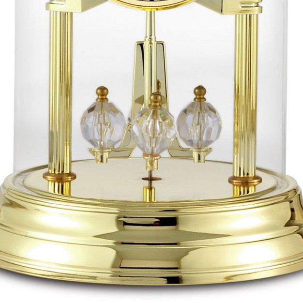 Bulova Clocks Tristan I Oval Dome Clock With Metal Base And Brass Finish Gold