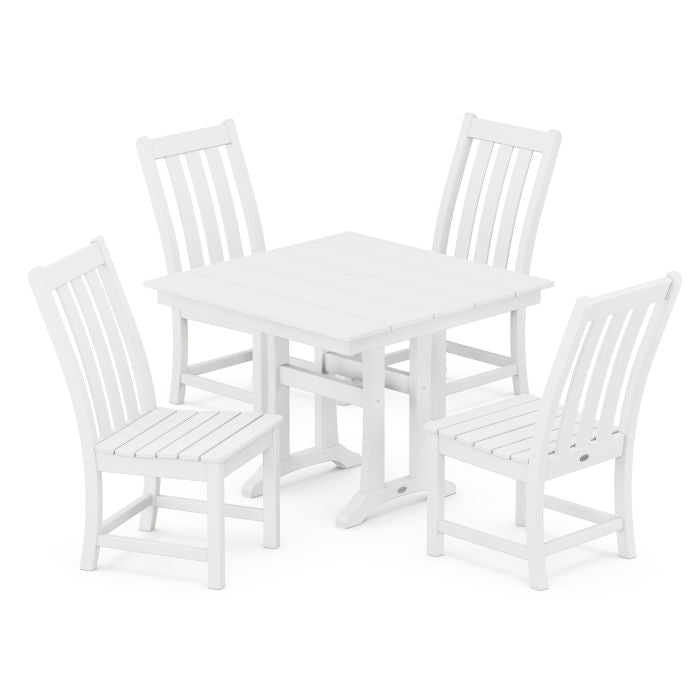 Polywood Vineyard 5-Piece Farmhouse Trestle Side Chair Dining Set PWS642-1