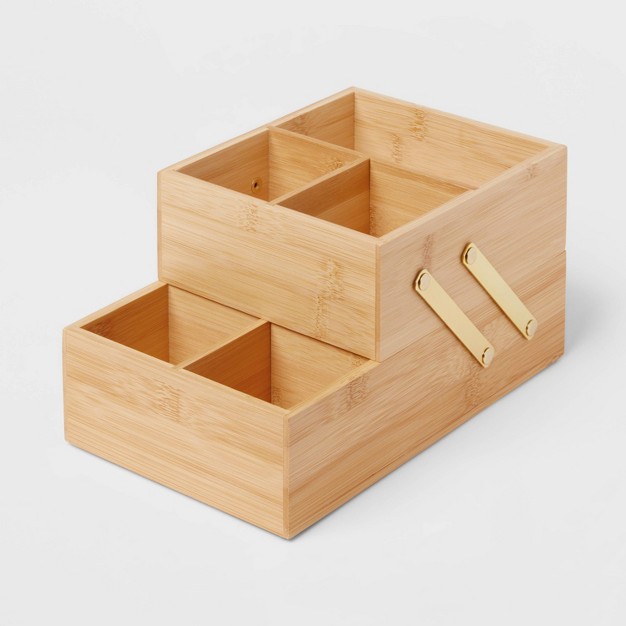 X 6 quot X 5 quot Hinged Bamboo Countertop Organizer