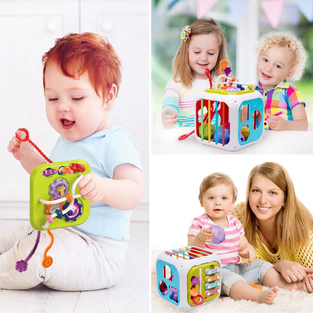 Layado Baby Shape Sorting Toy Montessori Toys， Baby Learn Toy Cube for Toddler 1 2 3 4 5 Years Old Boys and Girls