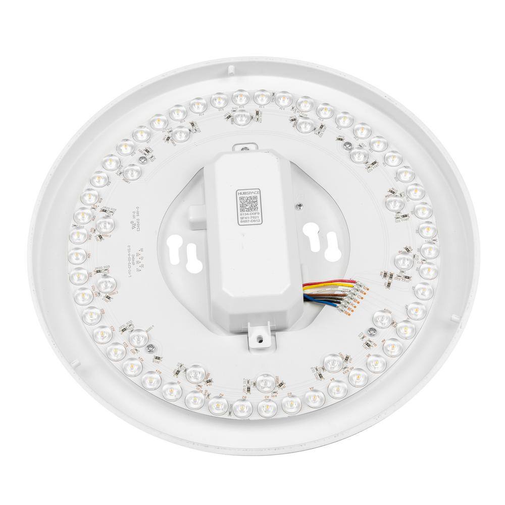 Commercial Electric 11 in. White Smart CCT and RGB Selectable LED Flush Mount Puff Powered by Hubspace CD44bRGBW11W