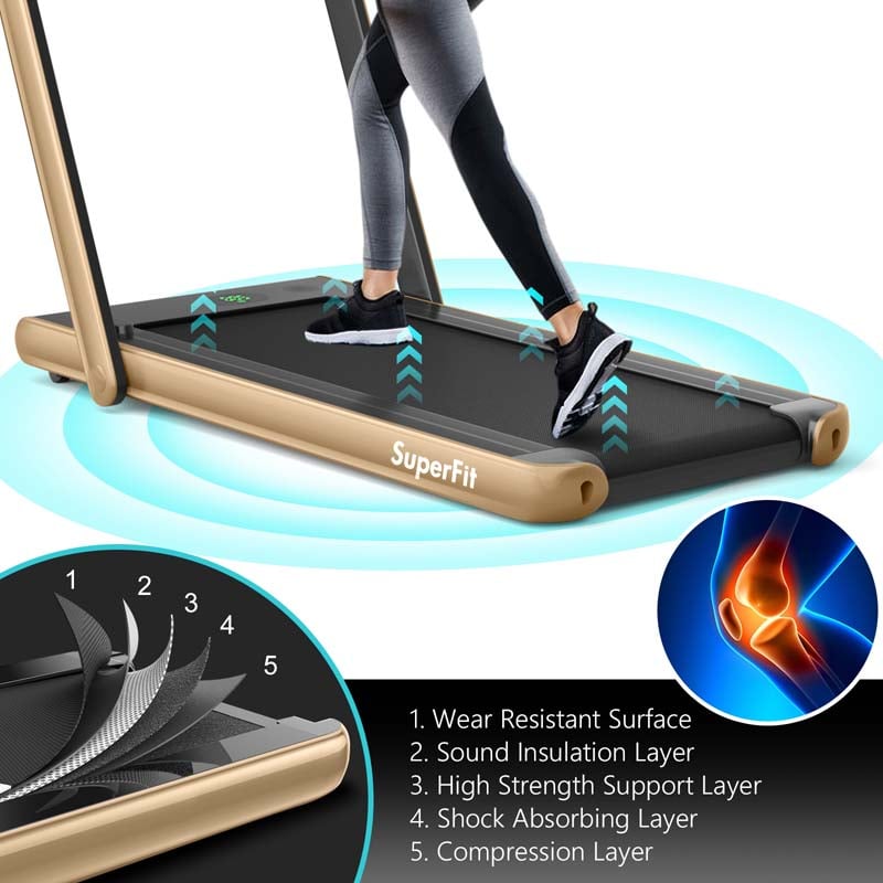 2 in 1 Folding Electric Treadmill for Home Gym, 2.25HP Under Desk Treadmill, Portable Walking Running Machine with Bluetooth Speaker