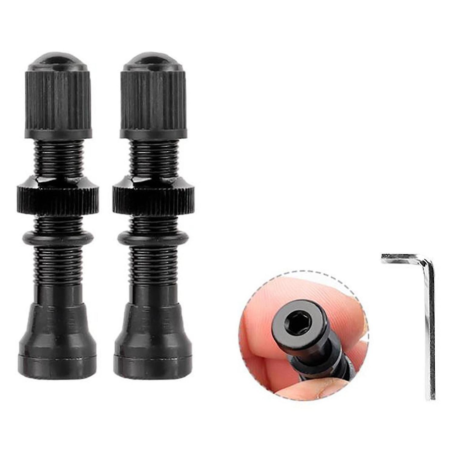 2pcs Bicycle Schrader A/v Valves 40mm For Mtb Tubeless Rims，black