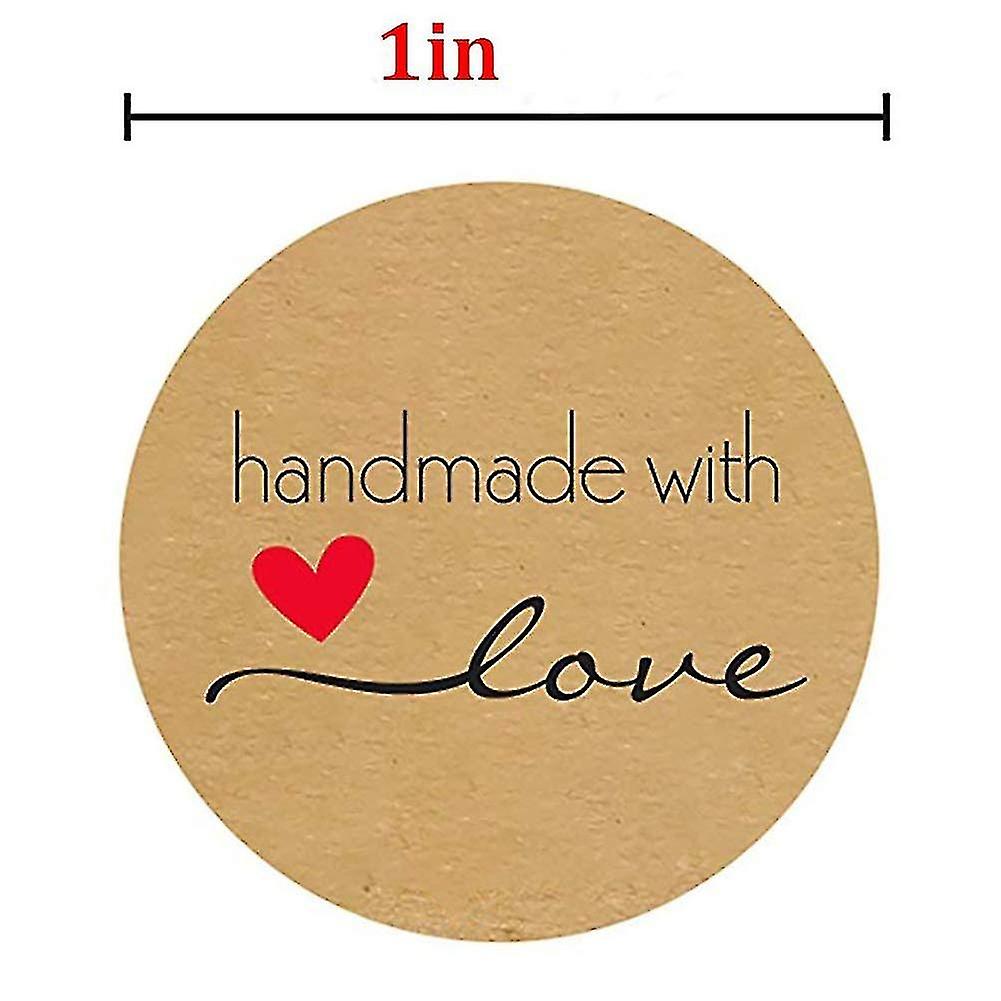 500pcs 1 Roll Cartoon Handmade With Love Round Baking Sticker Self-adhesive Label Decor For Homemade