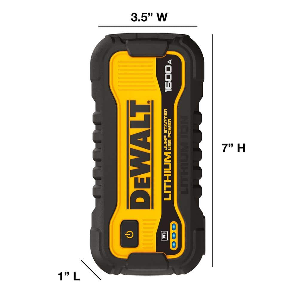 DEWALT 1600 Peak Amp Lithium Jump Starter with USB Power Bank DXAELJ16