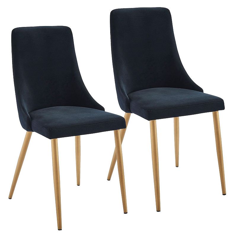 Set of 2 Black and Gold Contemporary Side Chairs 35.75