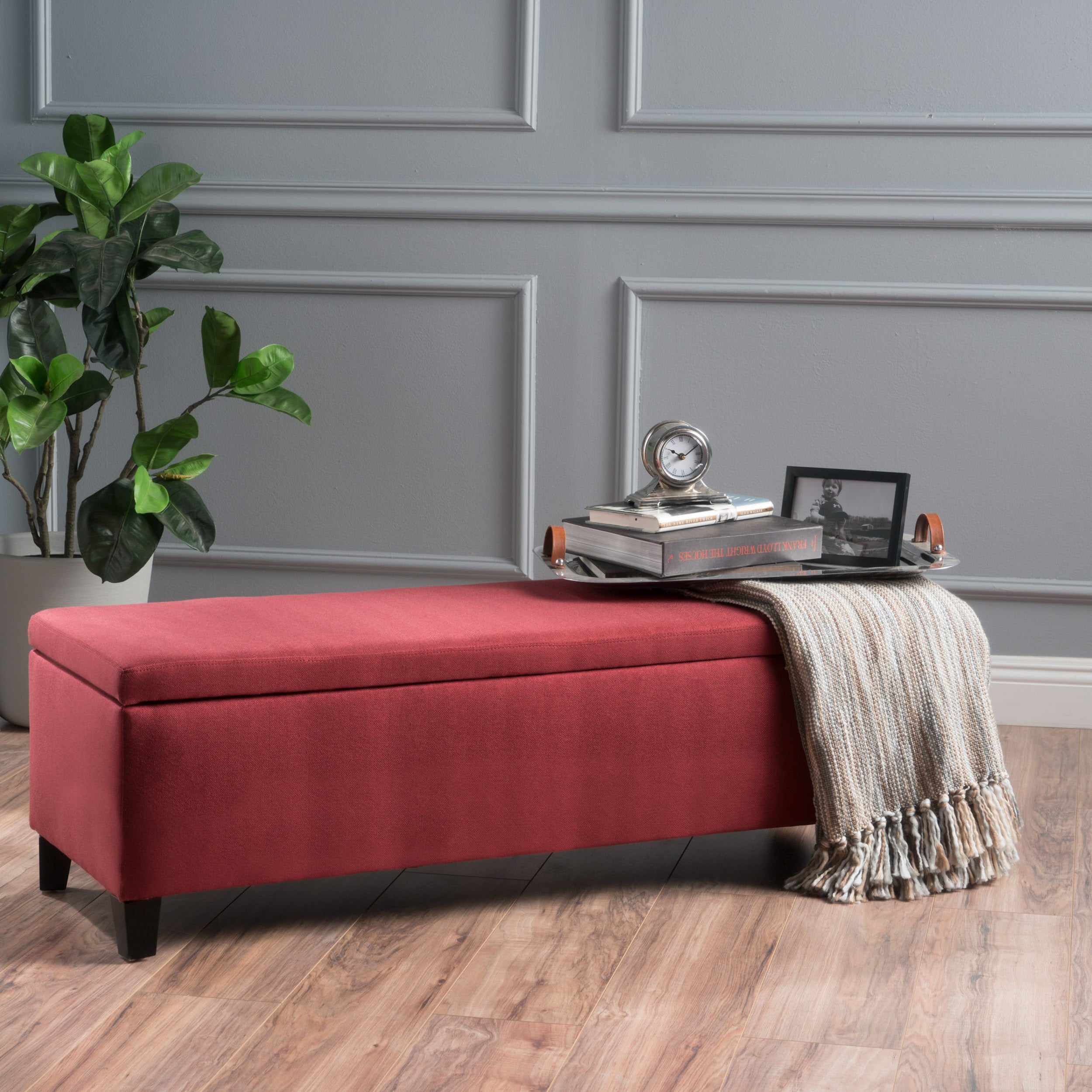 Clor Fabric Rectangle Storage Ottoman Bench