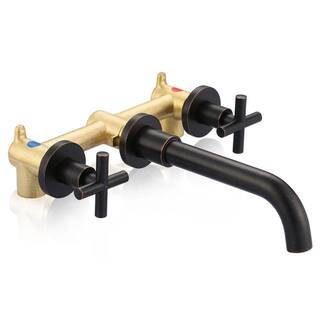 IVIGA Modern Double Handle Wall Mounted Bathroom Faucet in Oil Rubbed Bronze VBB02RB