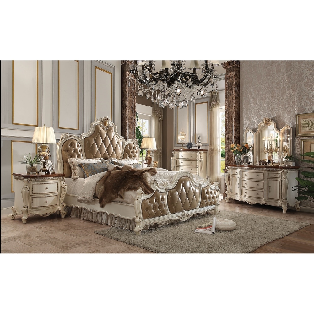 ACME Picardy Eastern King Bed  PU   Antique Pearl (1Set/3Ctn)