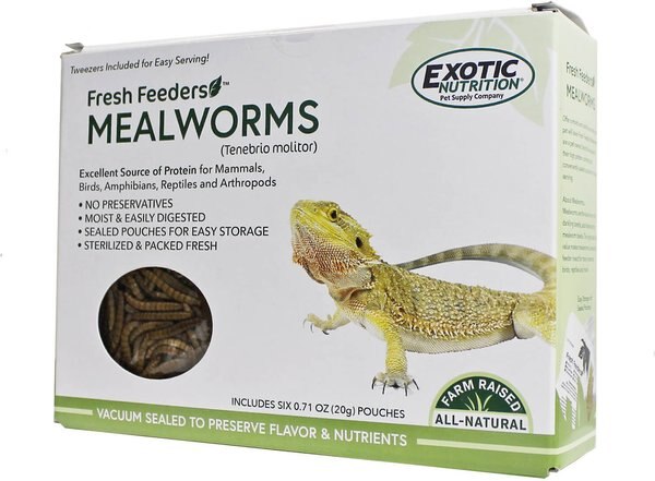 Exotic Nutrition Fresh Feeders Mealworms Reptile Food， 5-oz box