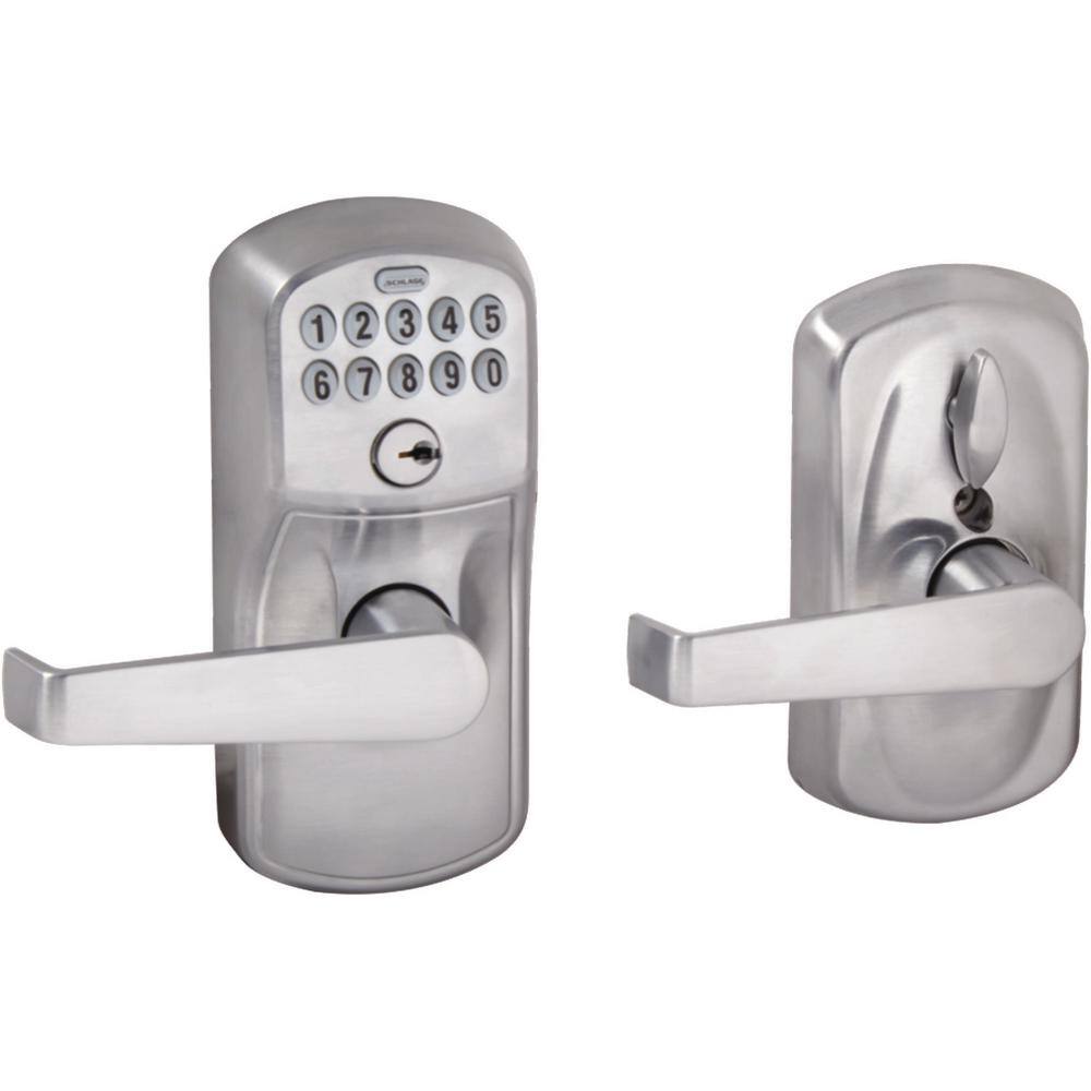 Schlage Plymouth Satin Chrome Electronic Keypad Door Lock with Elan Handle and Flex Lock FE595CS PLY V ELA 626