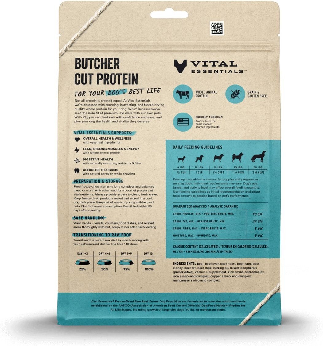 Vital Essentials Beef Nibblets Grain-Free Freeze-Dried Dog Food