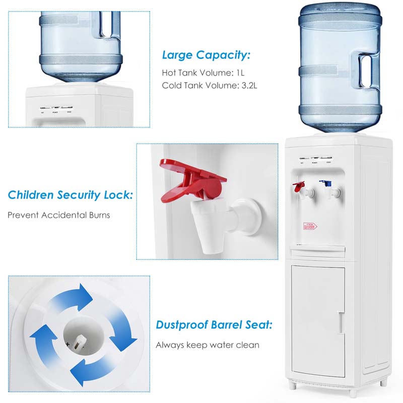 5 Gallons Electric Top Loading Hot & Cold Water Dispenser with Child Safety Lock