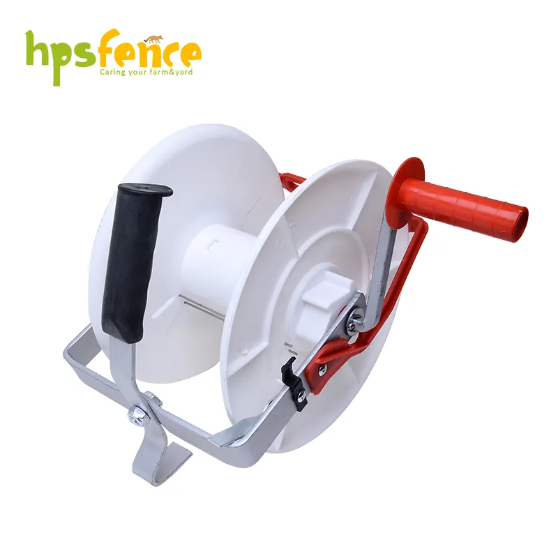 High strength PP material geared electric fence reel with manual multifunctional