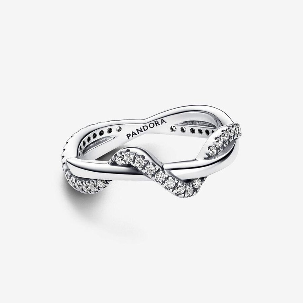 PANDORA  Sparkling Intertwined Wave Ring - Sterling Silver