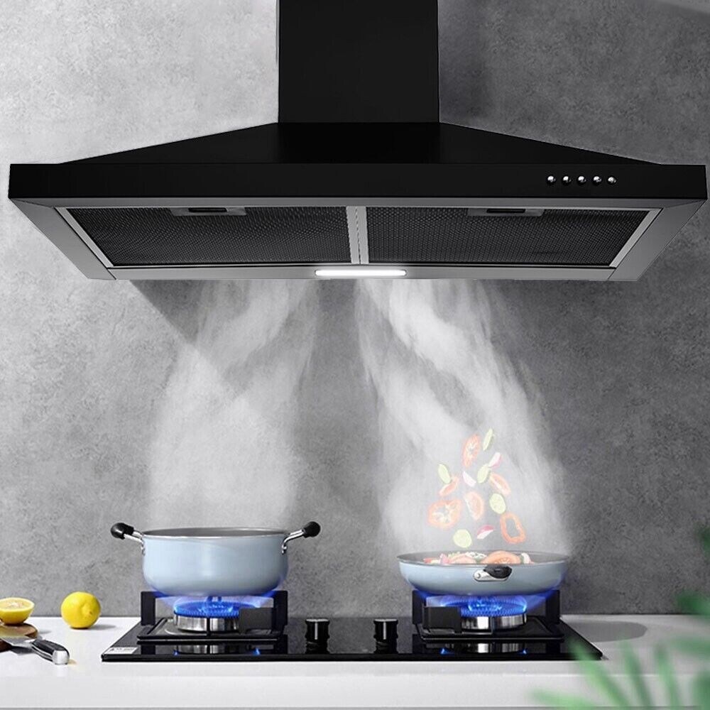 24 inch Wall Mounted Range Hood Kitchen Exhaust Stove Vent Hood 450 CFM 3 Speed Fan w/LED