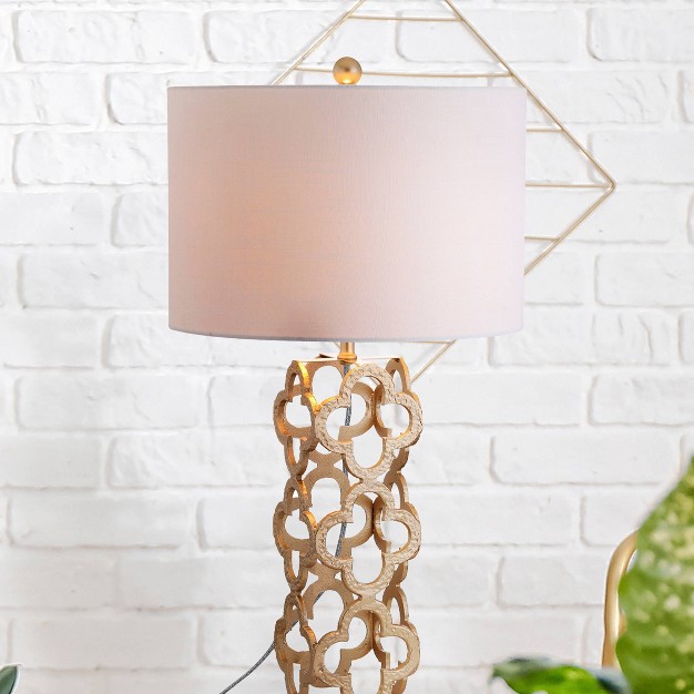 Metal Oliver Quatrefoil Table Lamp includes Led Light Bulb Gold Jonathan Y